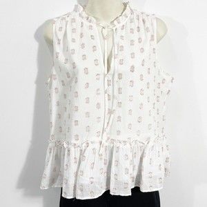 J. Crew Peplum Top Metallic Rose Gold Dot Sleeveless